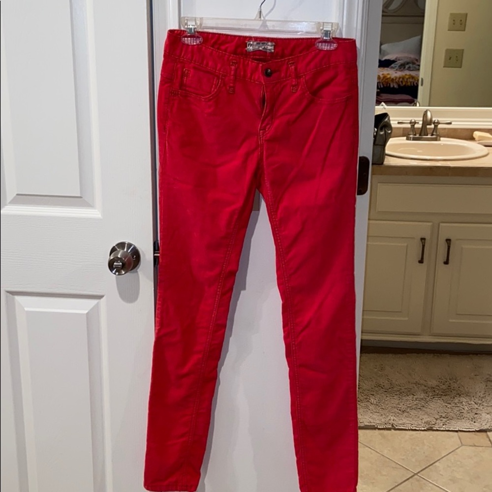 Free people red corduroy skinny jeans size 27